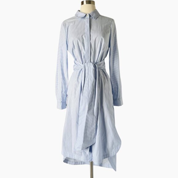 Jonathan Simkhai Striped Belted Shirt Dress Blue White Long Sleeve - Picture 8 of 8